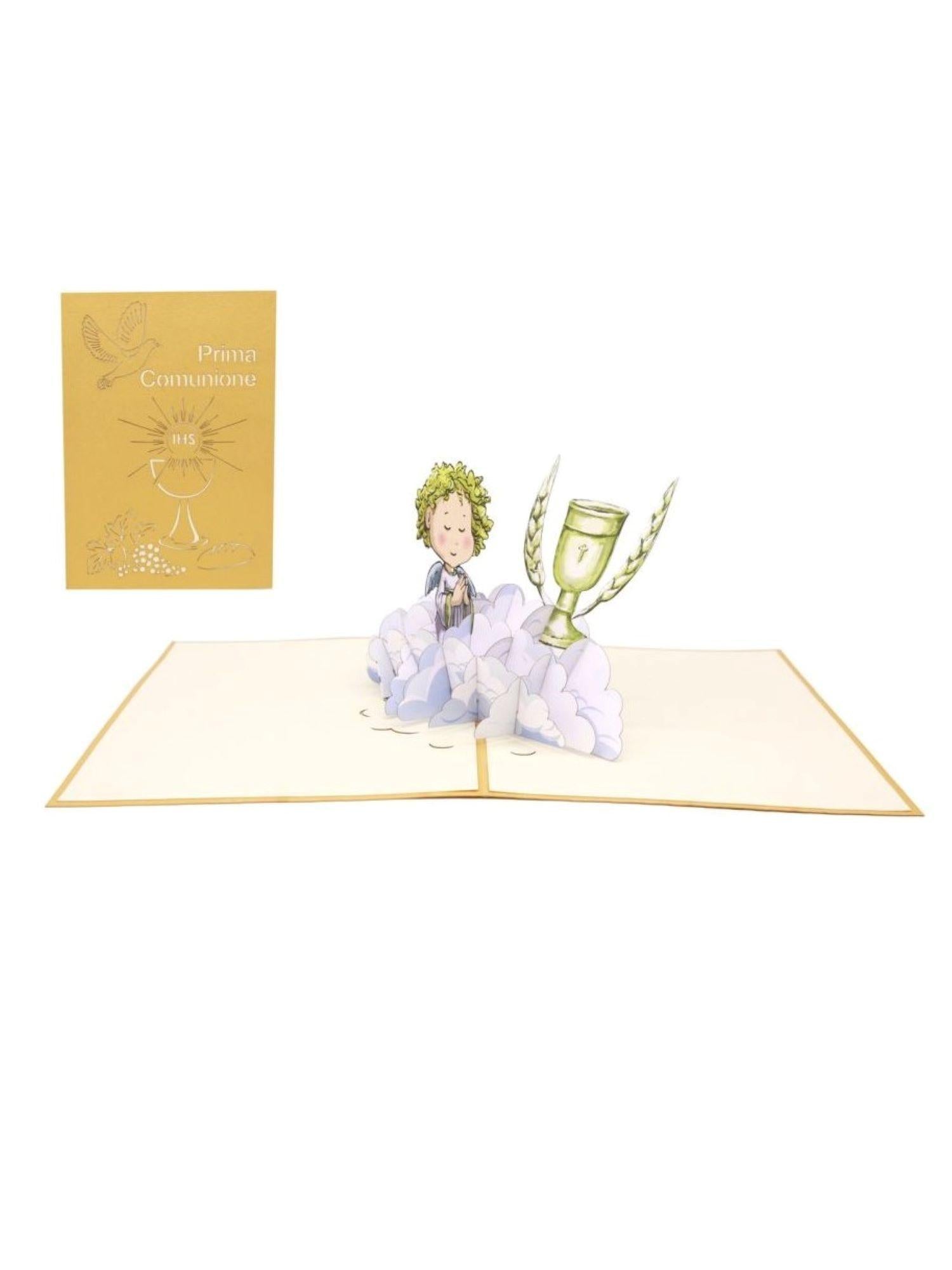Origamo biglietto di auguri pop up Prima Comunione KN153 PRIMA COMUNIONE-LEI ORIGAMO