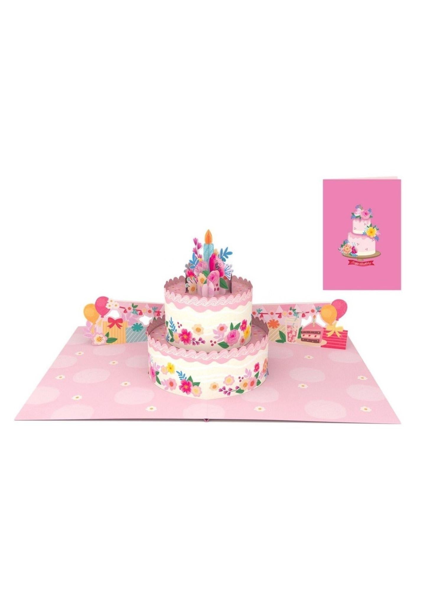 Origamo biglietto di auguri pop up torta di compleanno KP059 PINK CAKE ORIGAMO