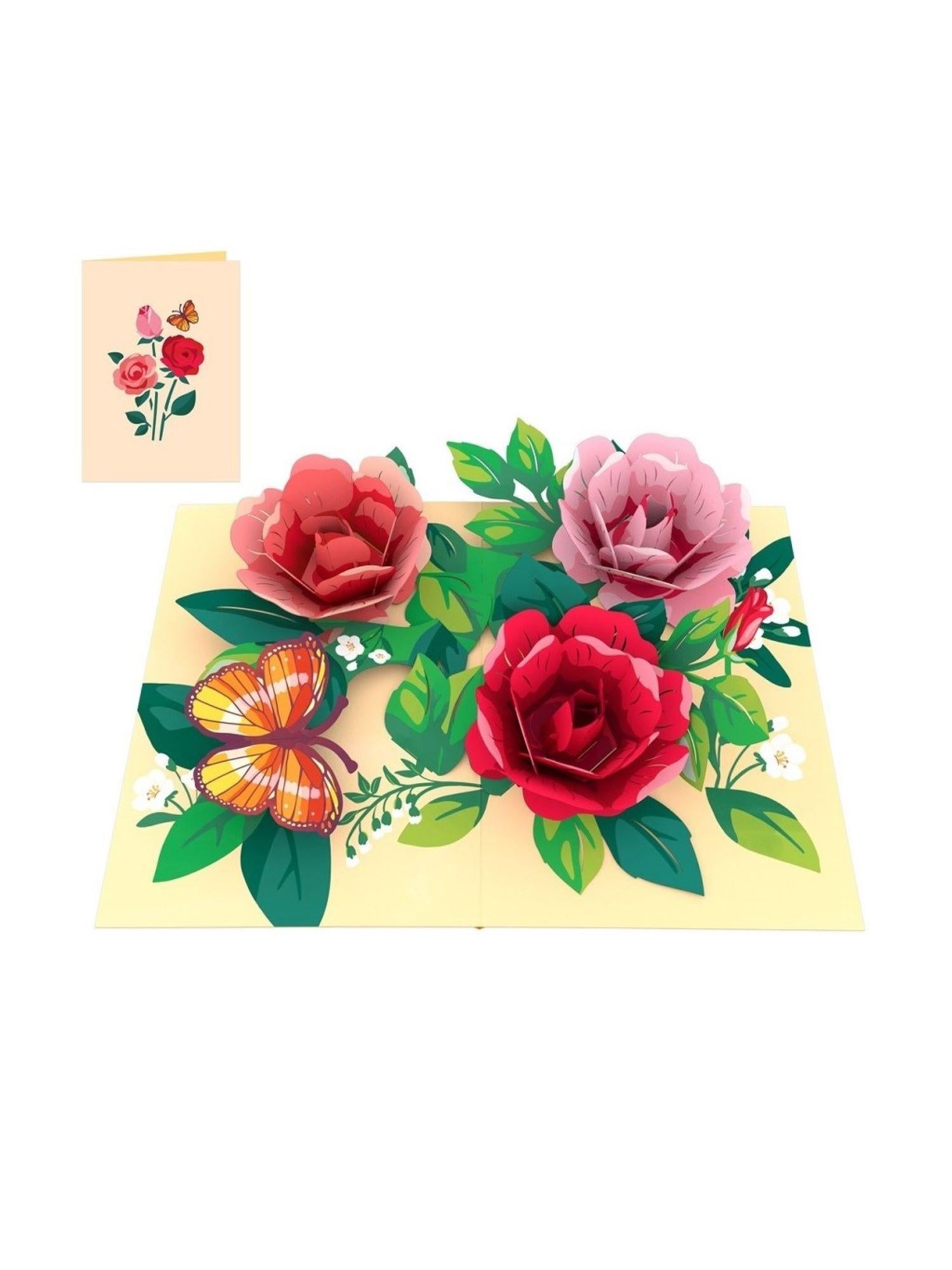 Origamo biglietto di augri con rose KP067 ROSE ORIGAMO