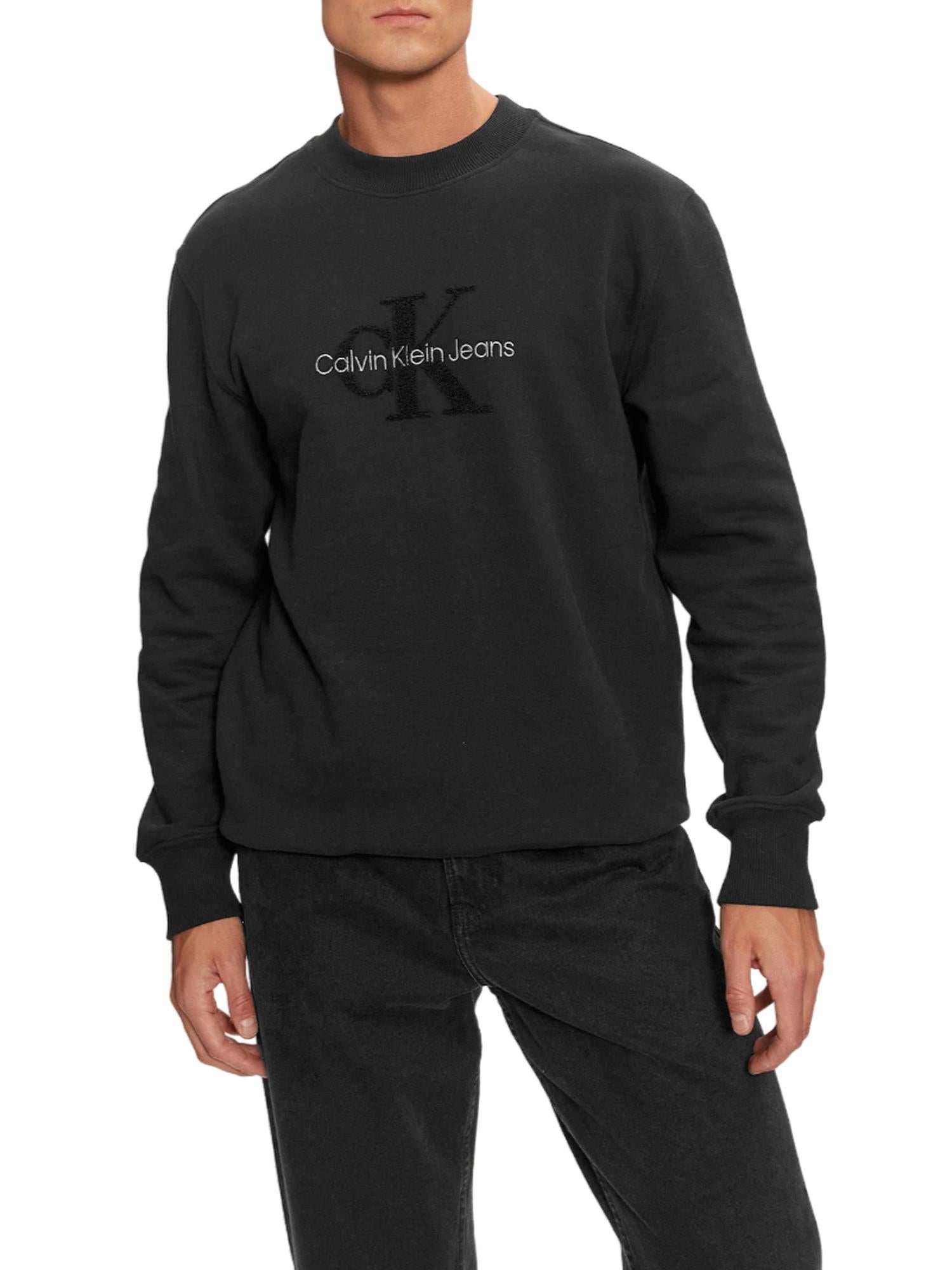 Calvin Klein Jeans felpa in caldo cotone con logo nero J30J326144 BEH Calvin Klein Jeans