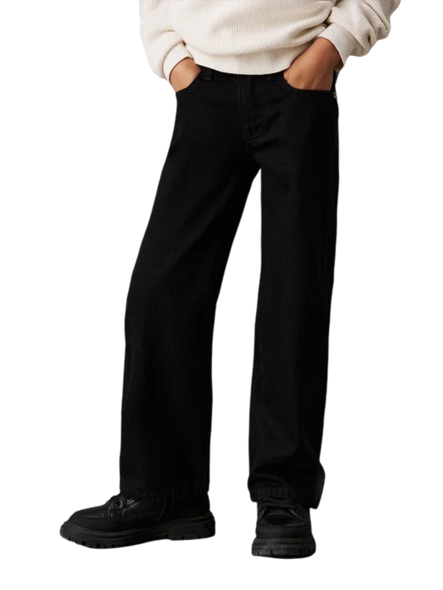 Calvin Klein Jeans jeans gamba larga lavaggio nero IB0IB02185 1BY Calvin Klein Jeans