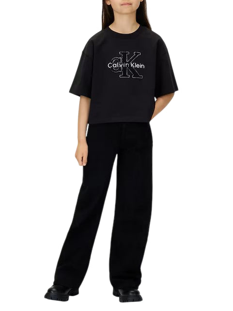 Calvin Klein Jeans jeans bambina gamba larga nero IG0IG02998 1BY Calvin Klein Jeans