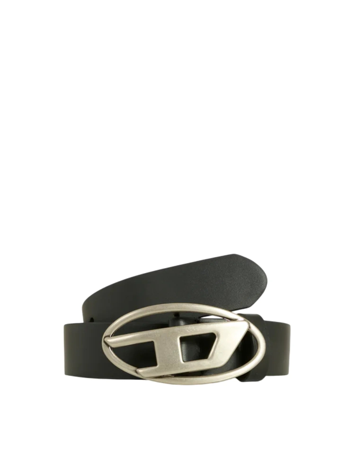 Diesel cintura in pelle h3 con placca logo nero argento J01226-KXBLR K900 DIESEL
