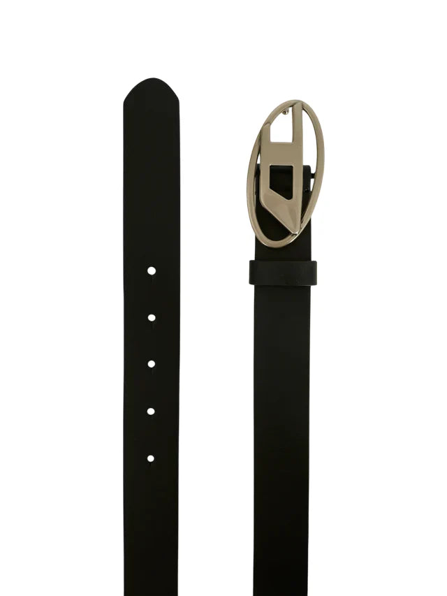 Diesel cintura in pelle h3 con placca logo nero argento J01226-KXBLR K900 DIESEL