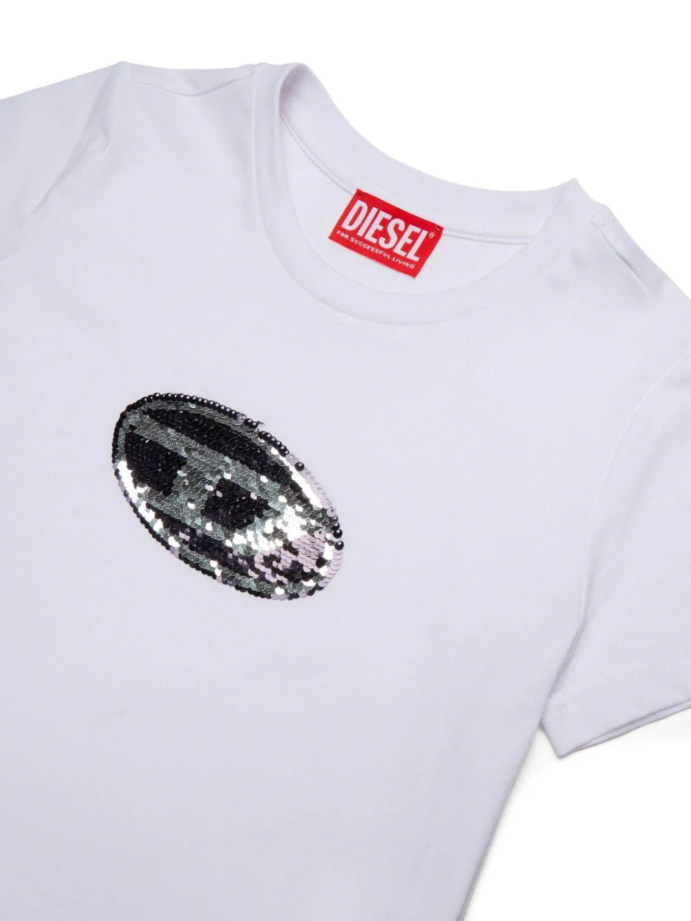Diesel T-shirt manica corta con logo paillettes bianco J02371-KYAUN K100 DIESEL