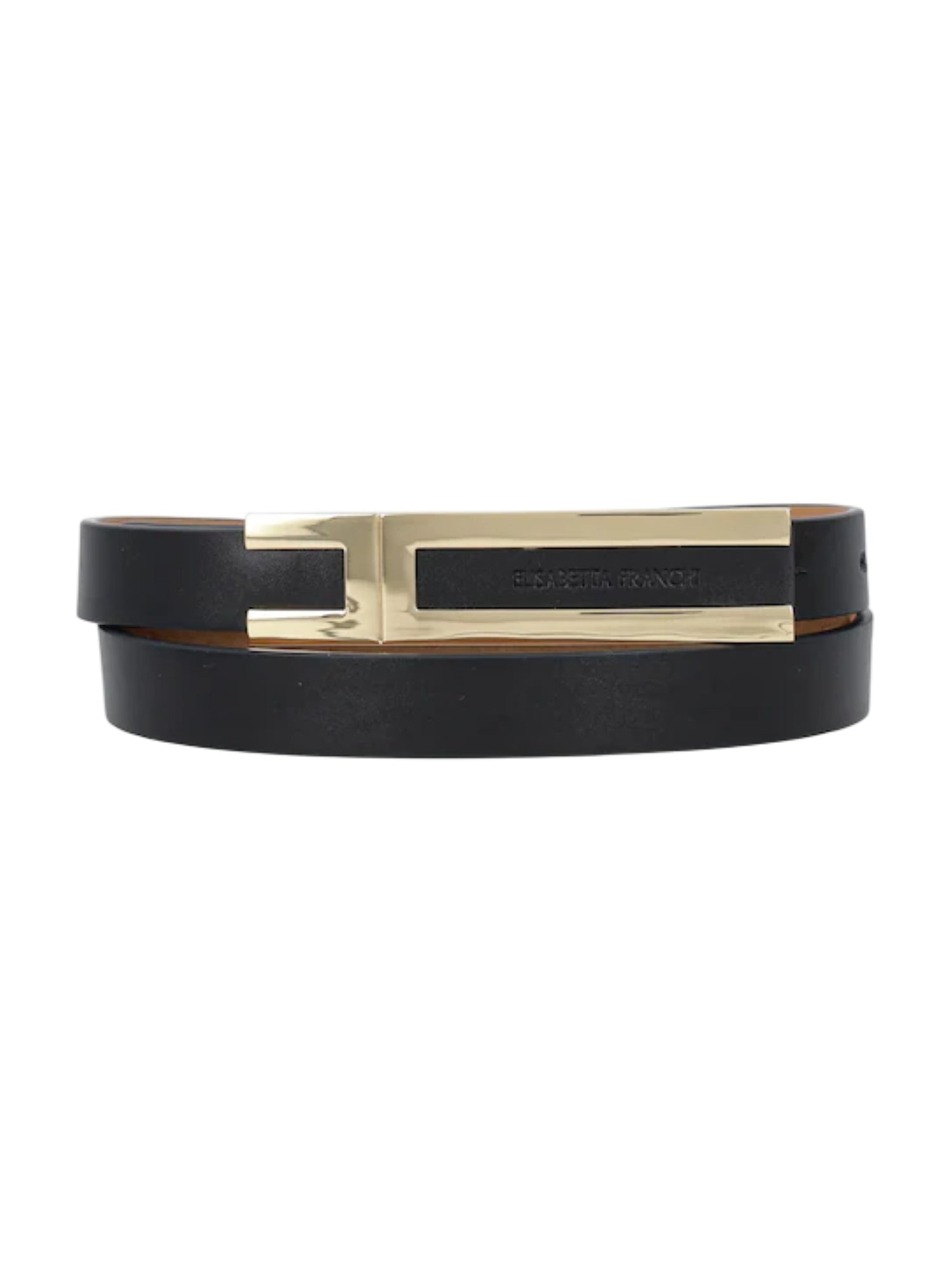 Elisabetta Franchi cintura in ecopelle con logo nero oro CT76S56E2 110 ELISABETTA FRANCHI