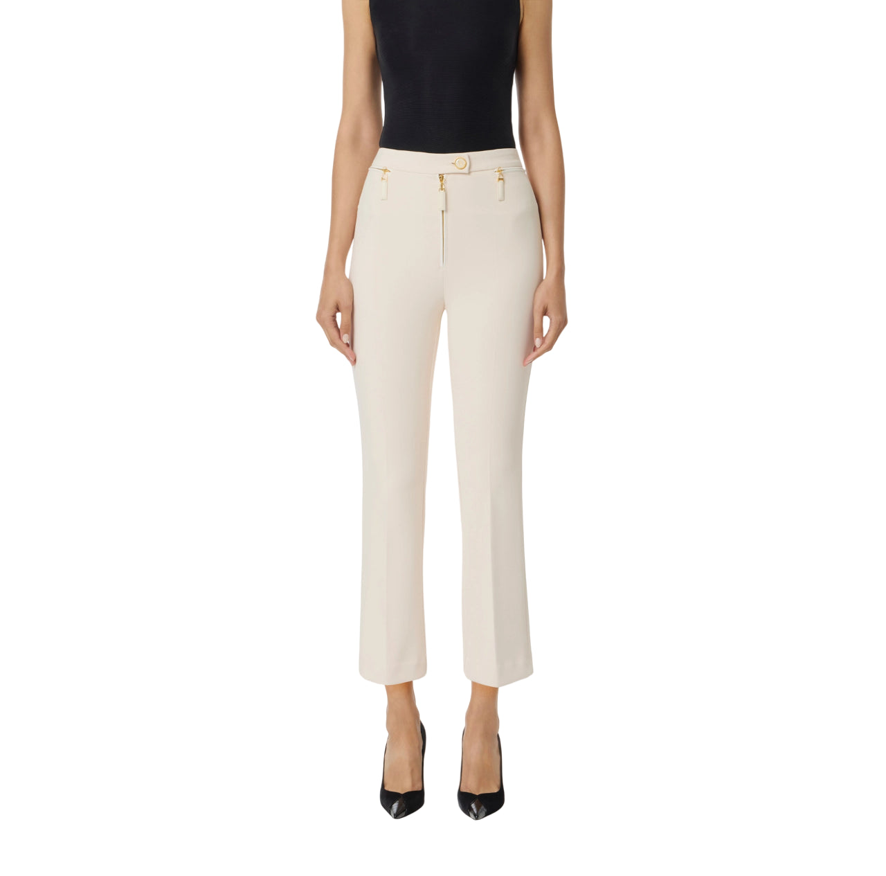 Elisabetta Franchi pantaloni slim in crepe panna PA10856E2 DZ9 ELISABETTA FRANCHI