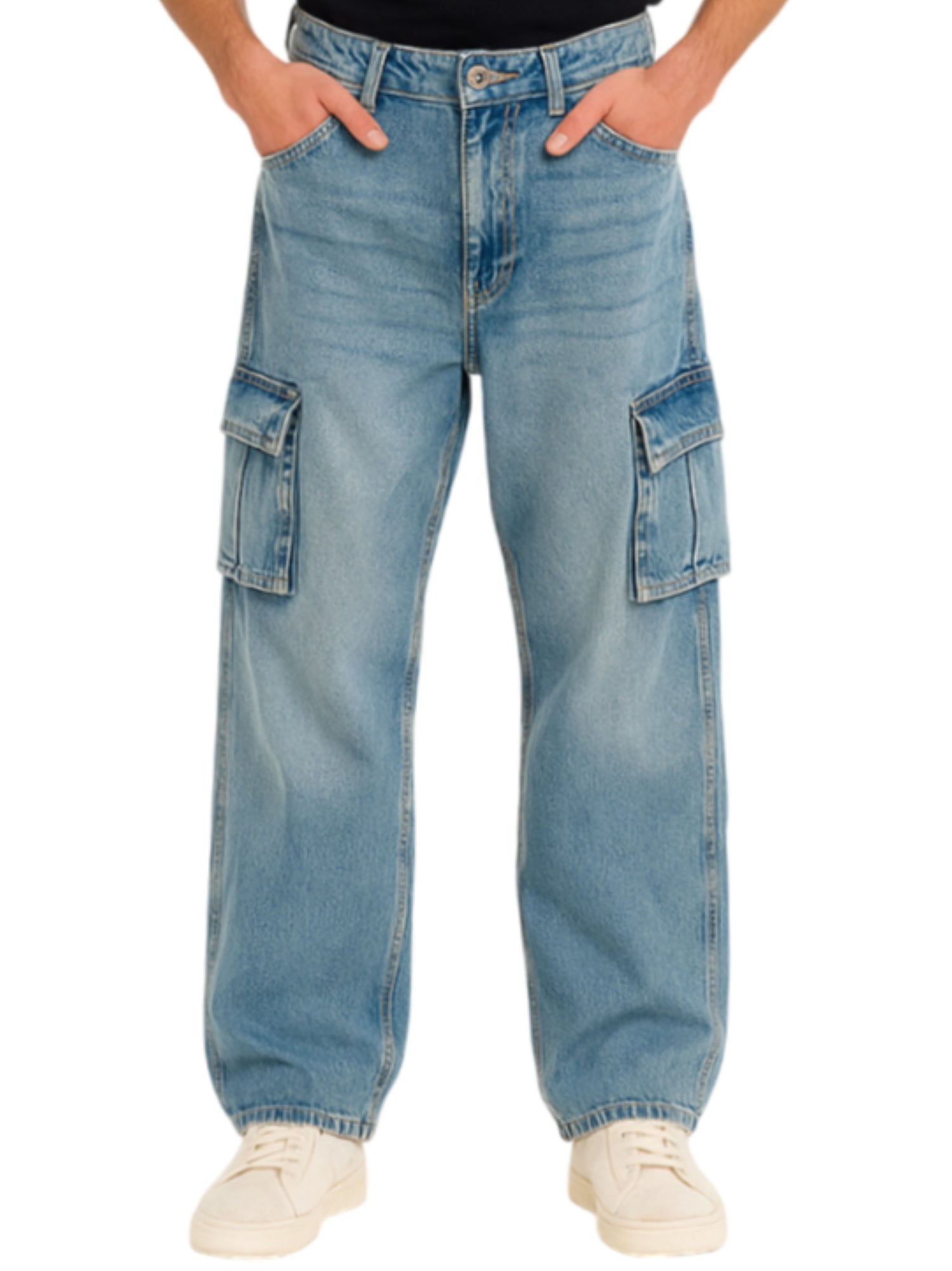 Jack&Jones jeans cargo gamba larga lavaggio blu 12290030 SQ071 JACK&JONES