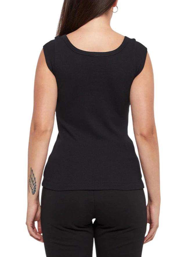 Pinko top Tenace a costine con logo nero 105511-A2RC Z99 PINKO