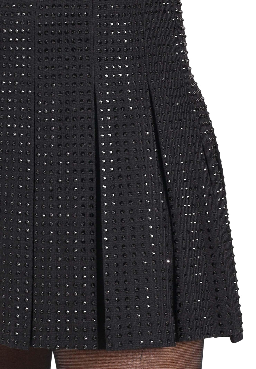 Pinko gonna corta a pieghe con strass nero 105926-A287 Z99 PINKO