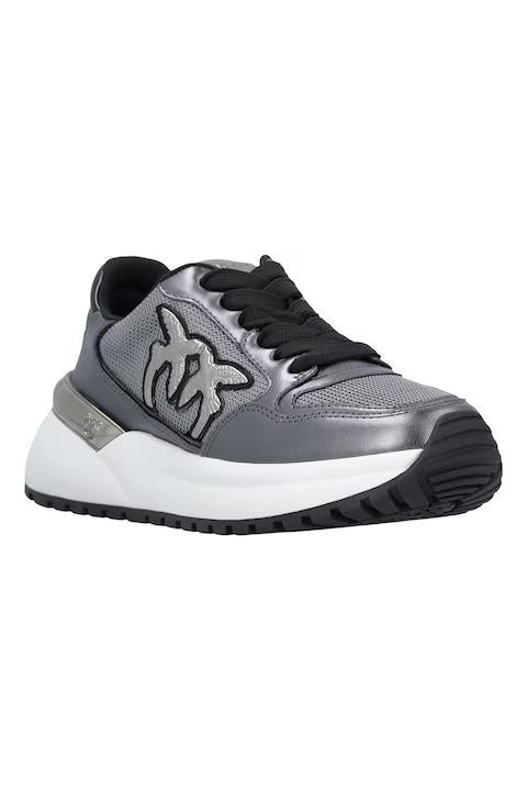 Pinko sneakers Gem in mesh e nappa laminata argento SS0055P105 K27 PINKO