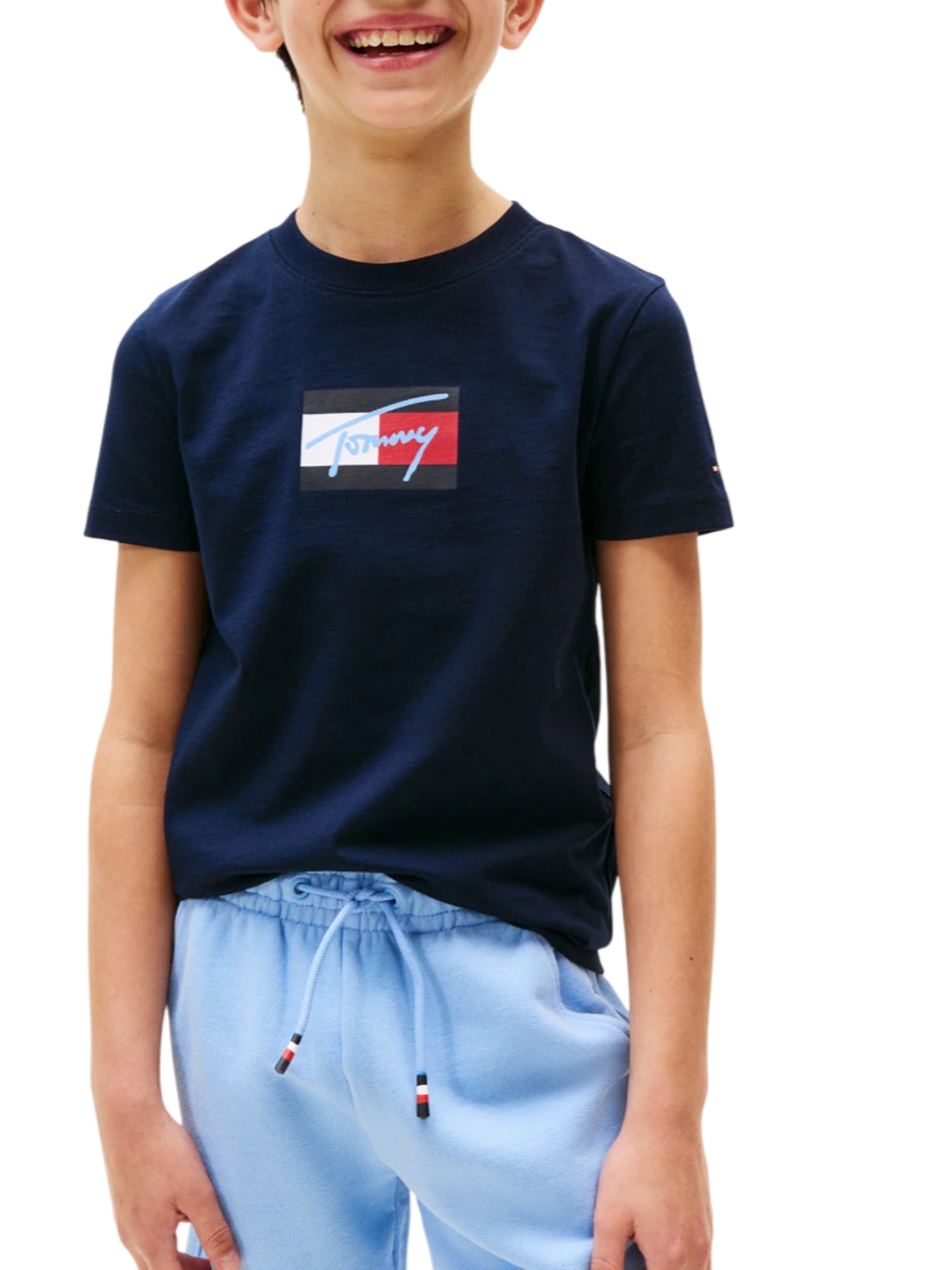 Tommy Hilfiger T-shirt manica corta con bandierina iconica blu KB0KB09725 C1G Tommy Hilfiger