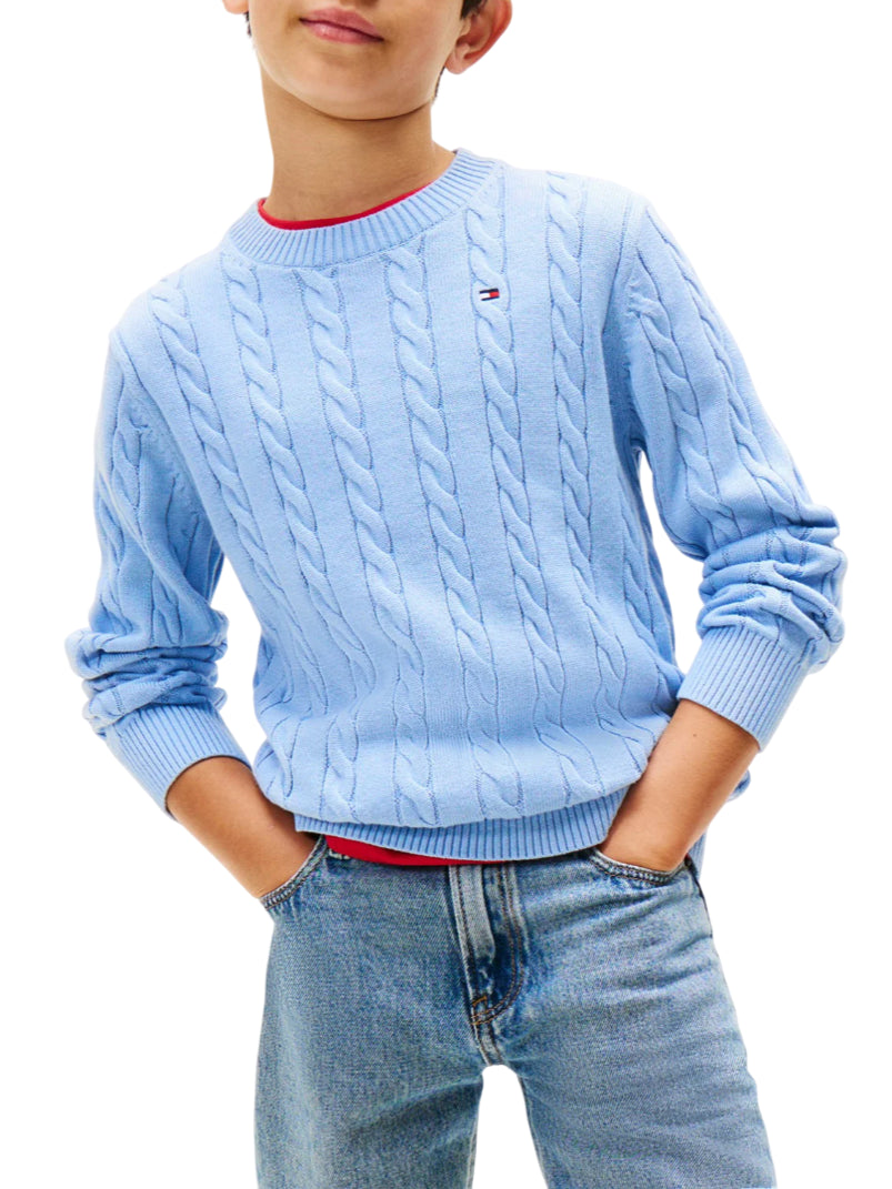 Tommy Hilfiger maglia con trecce azzurro KB0KB09753 C14 Tommy Hilfiger
