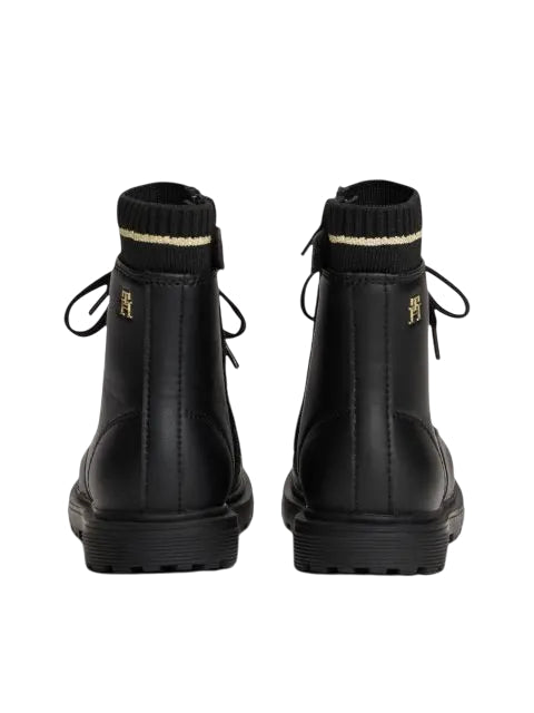 Tommy Hilfiger stivaletti anfibi bambina in ecopelle nero T1A5-34006-0332 999 Tommy Hilfiger