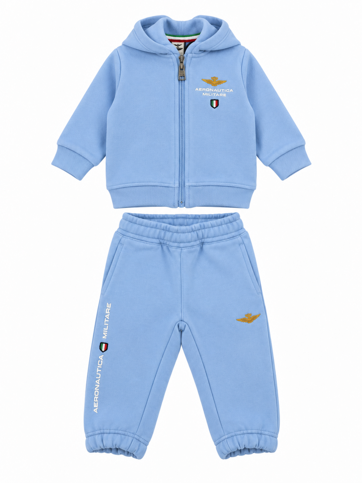 Aeronautica Militare tuta sportiva neonato felpa con zip e pantaloni celeste 262TF0016A B32 AERONAUTICA MILITARE