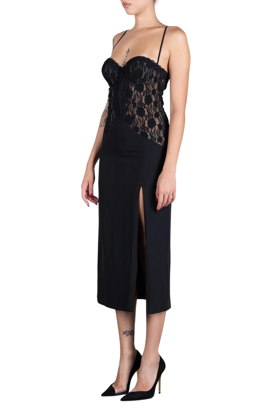 Aniye By abito midi Tahlia con pizzo nero 181339 00336 ANIYE BY