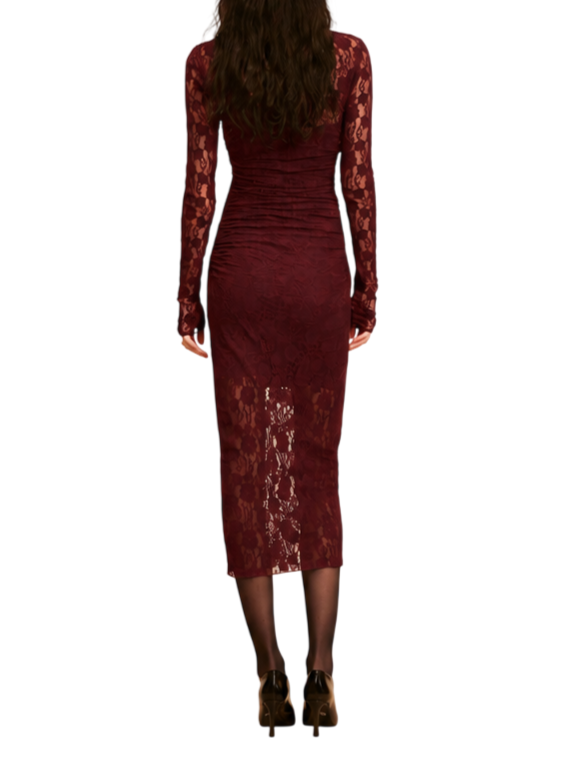 Aniye By abito midi in pizzo manica lunga Tahlia borgogna 181345 02514 ANIYE BY