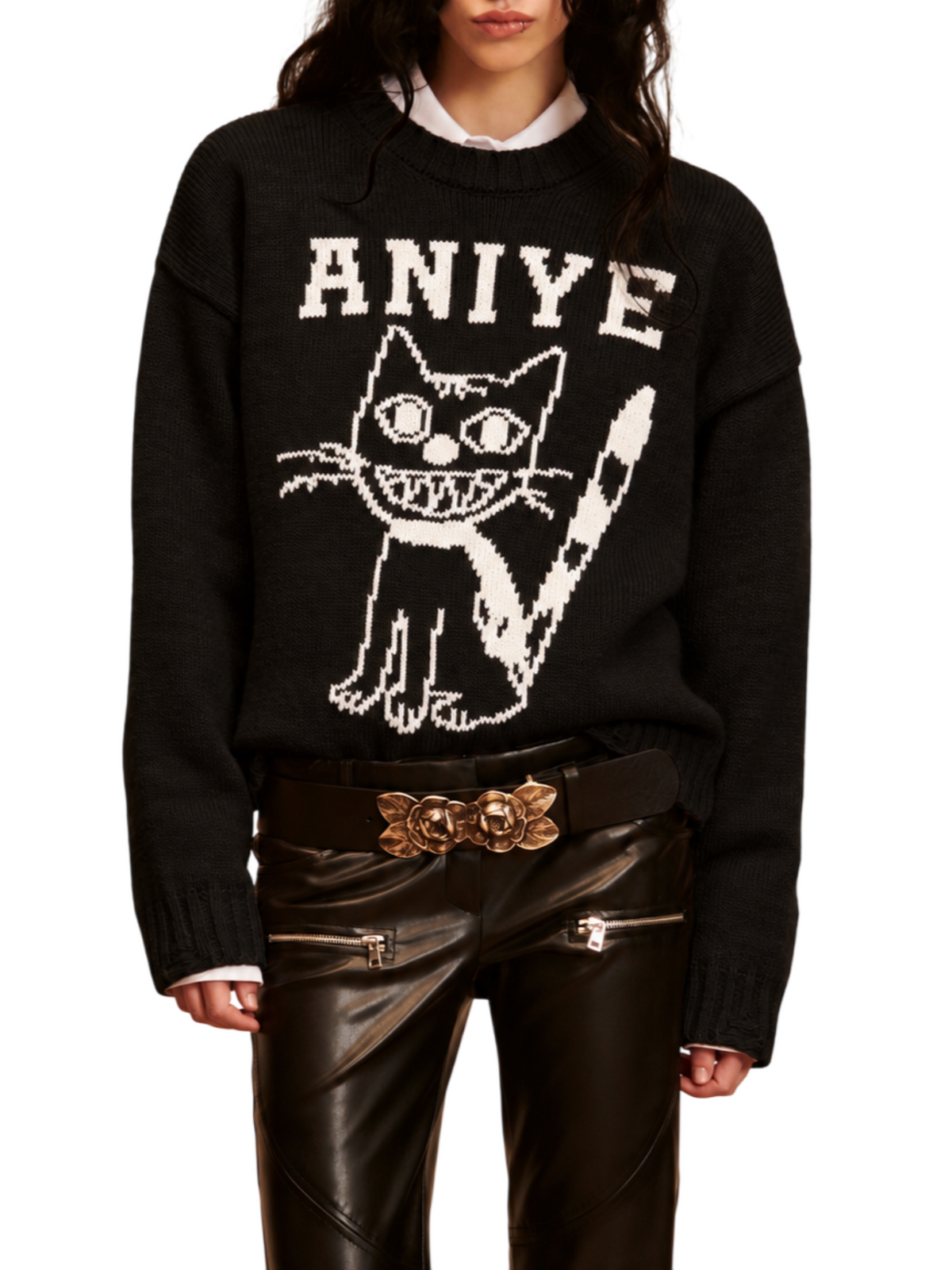 Aniye By maglia donna misto lana Kitten con logo nero 181505 02559 ANIYE BY