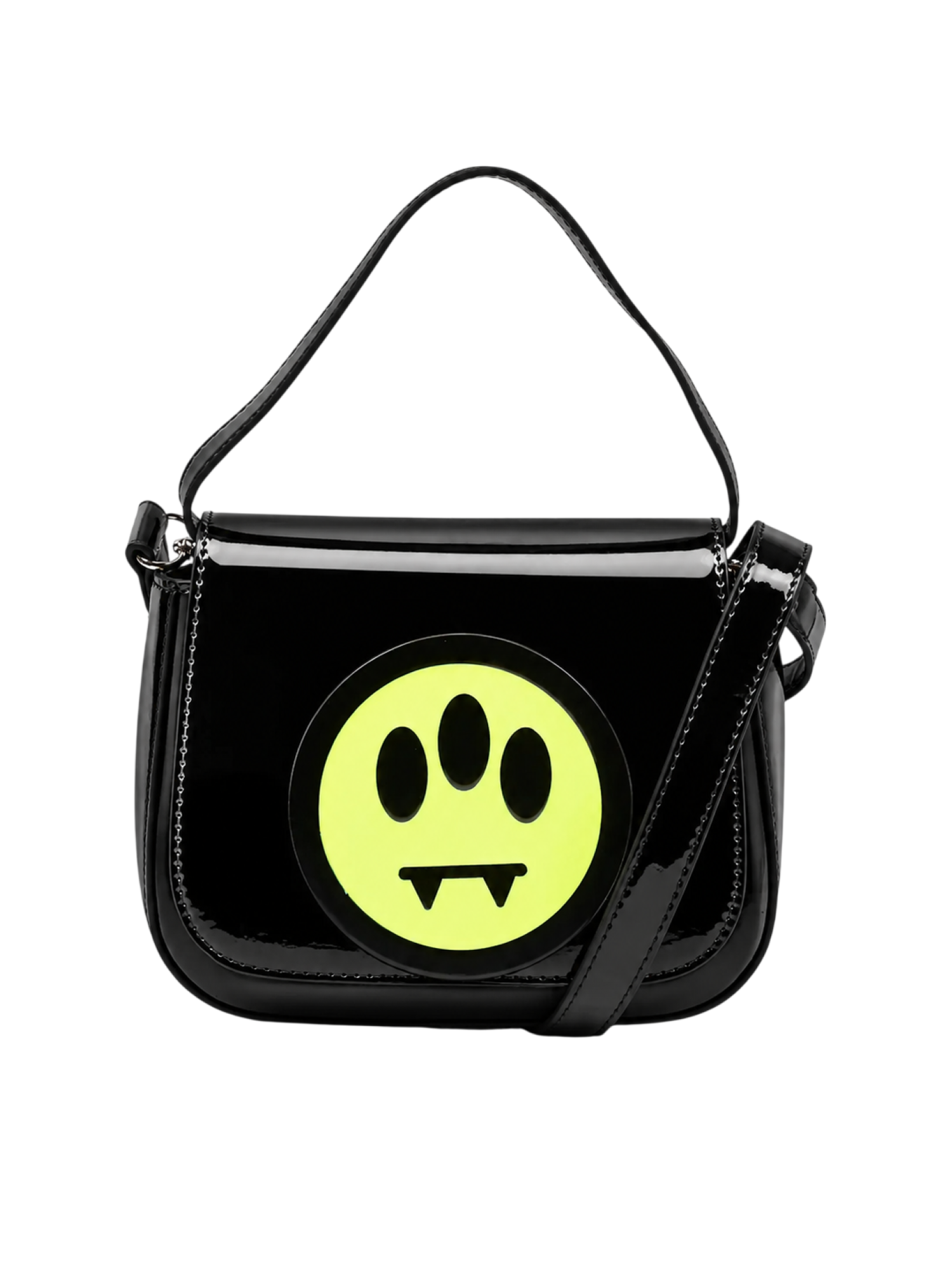 Barrow borsa a tracolla bambina in vernice con patch iconico nero F6BKJGBA178 110 BARROW KIDS