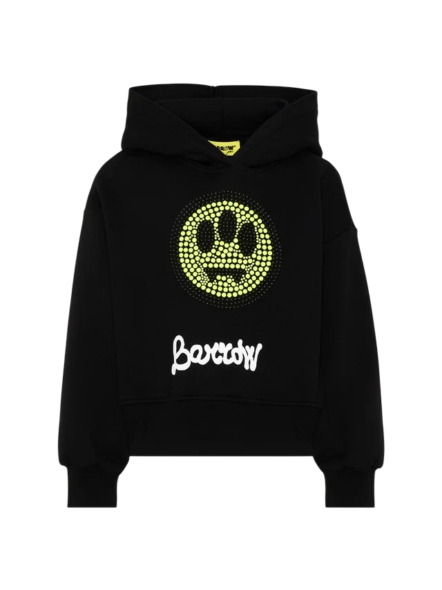 Barrow felpa con cappuccio bambina logo borchiato nero F6BKJGHS116 110 BARROW KIDS