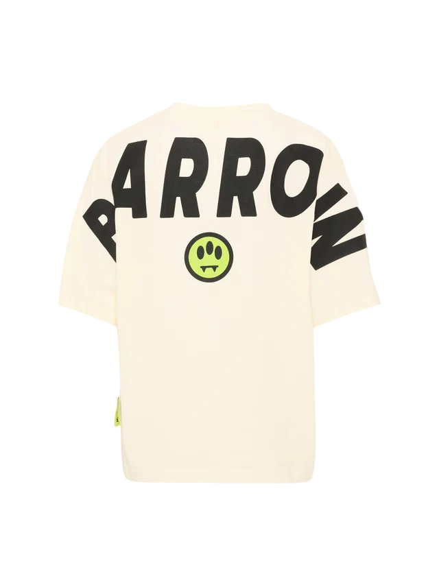 Barrow T-shirt unisex bambino manica corta con logo oversize panna F6BKJUTH012 013 BARROW KIDS