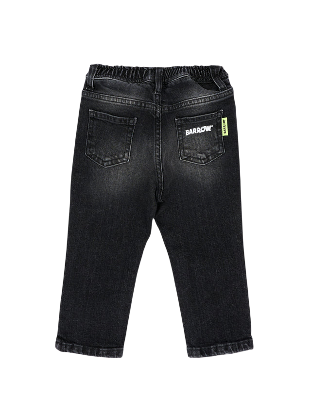Barrow jeans neonato slim in denim stretch lavaggio nero F6BKUNDP193 411 BARROW KIDS