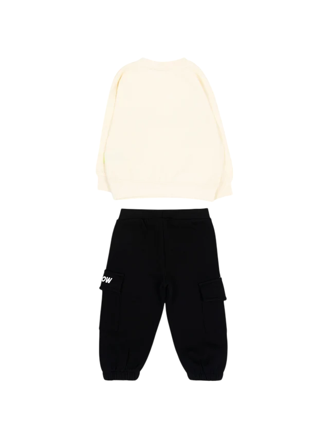 Barrow tuta sportiva neonato unisex felpa pantaloni panna nero F6BKUNSF189 013-110 BARROW KIDS