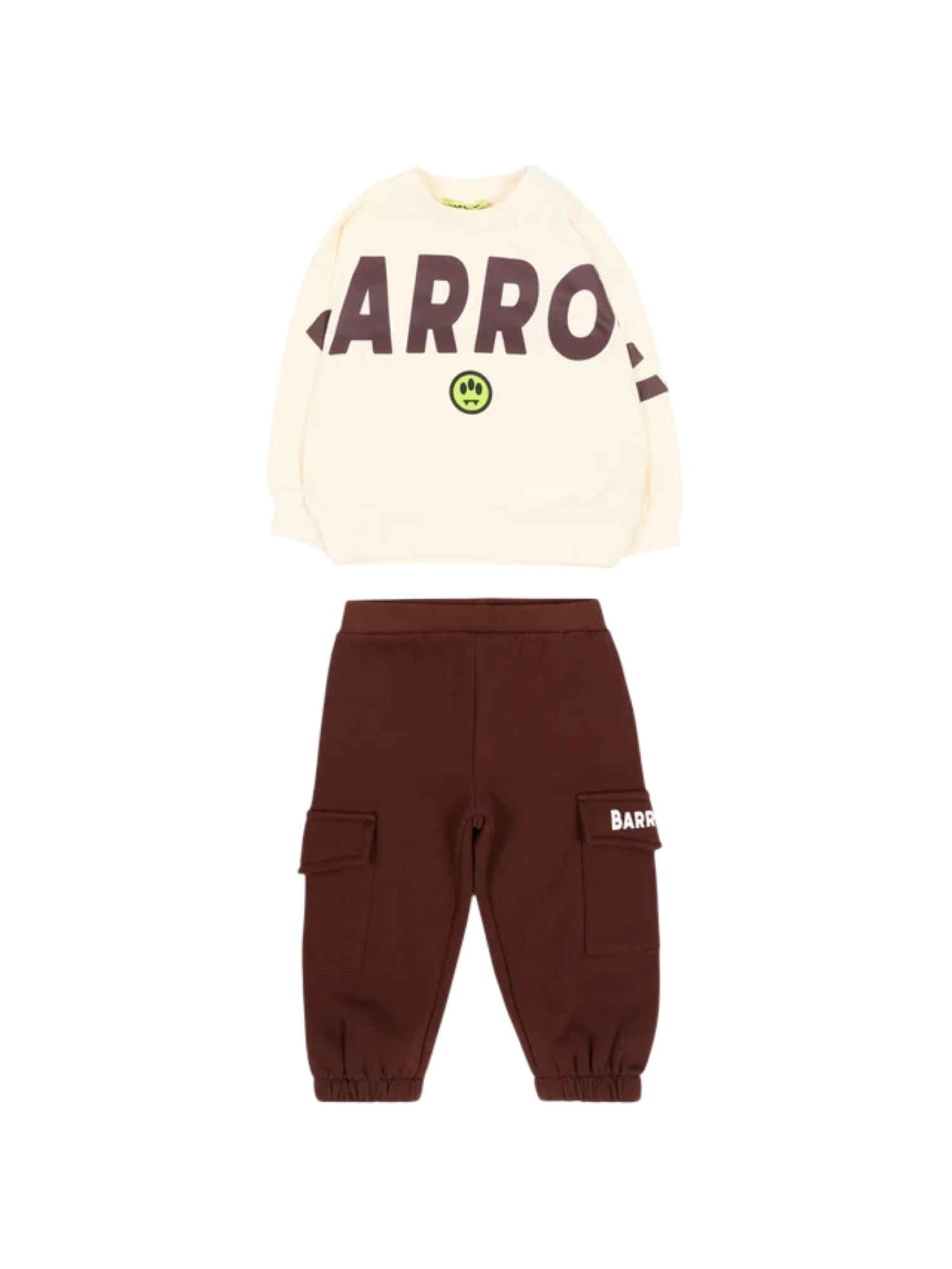 Barrow tuta sportiva neonato unisex felpa pantaloni panna marrone F6BKUNSF189 013-408 BARROW KIDS