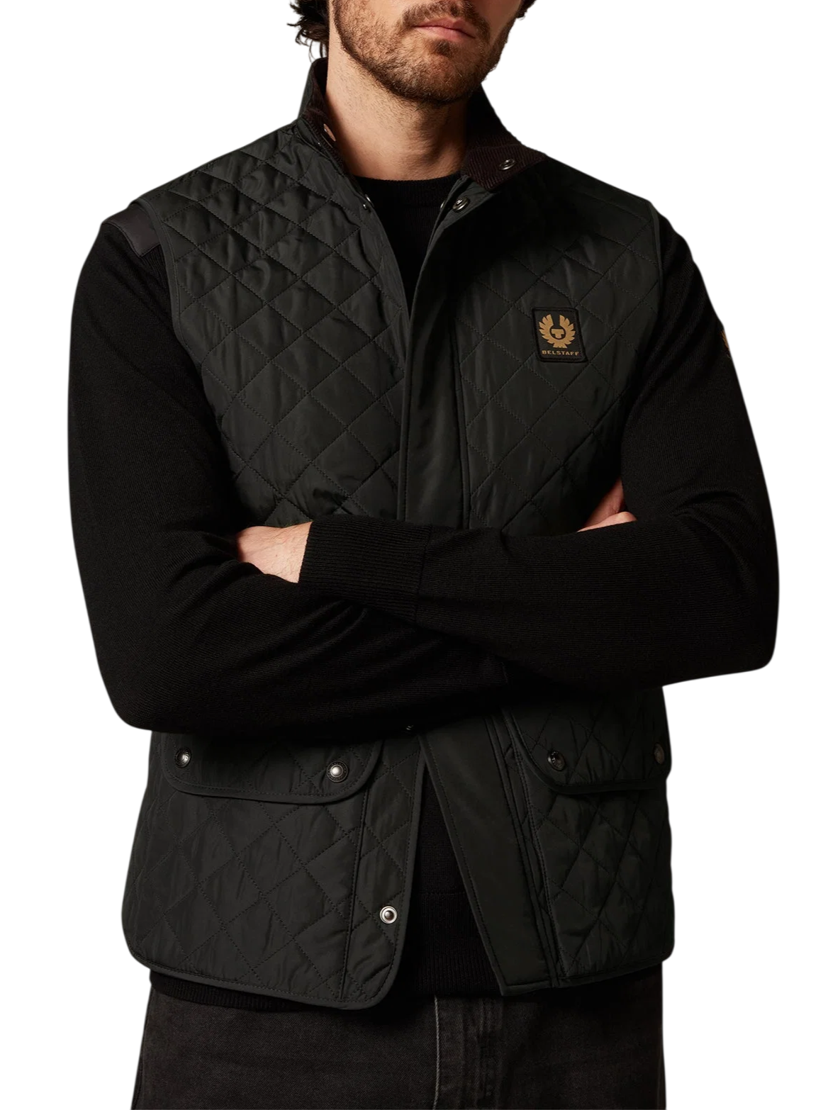 icon gilet trapuntato quadri 105295 BLACK BELSTAFF