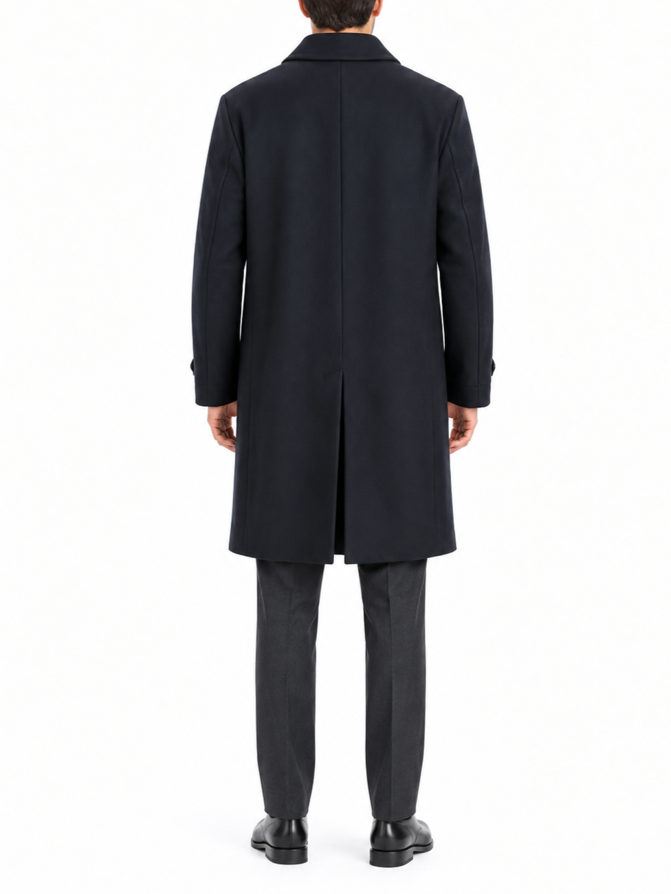 Bicolore cappotto lungo uomo in panno misto lana nero R4234-GHENT NERO Bicolore