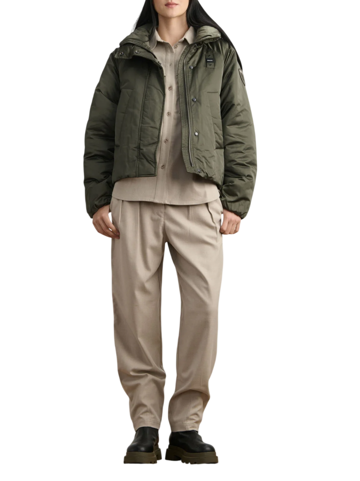 Blauer giubbino imbottito satin donna Jessey verde militare 26WBLDC02231-007720 925 BLAUER
