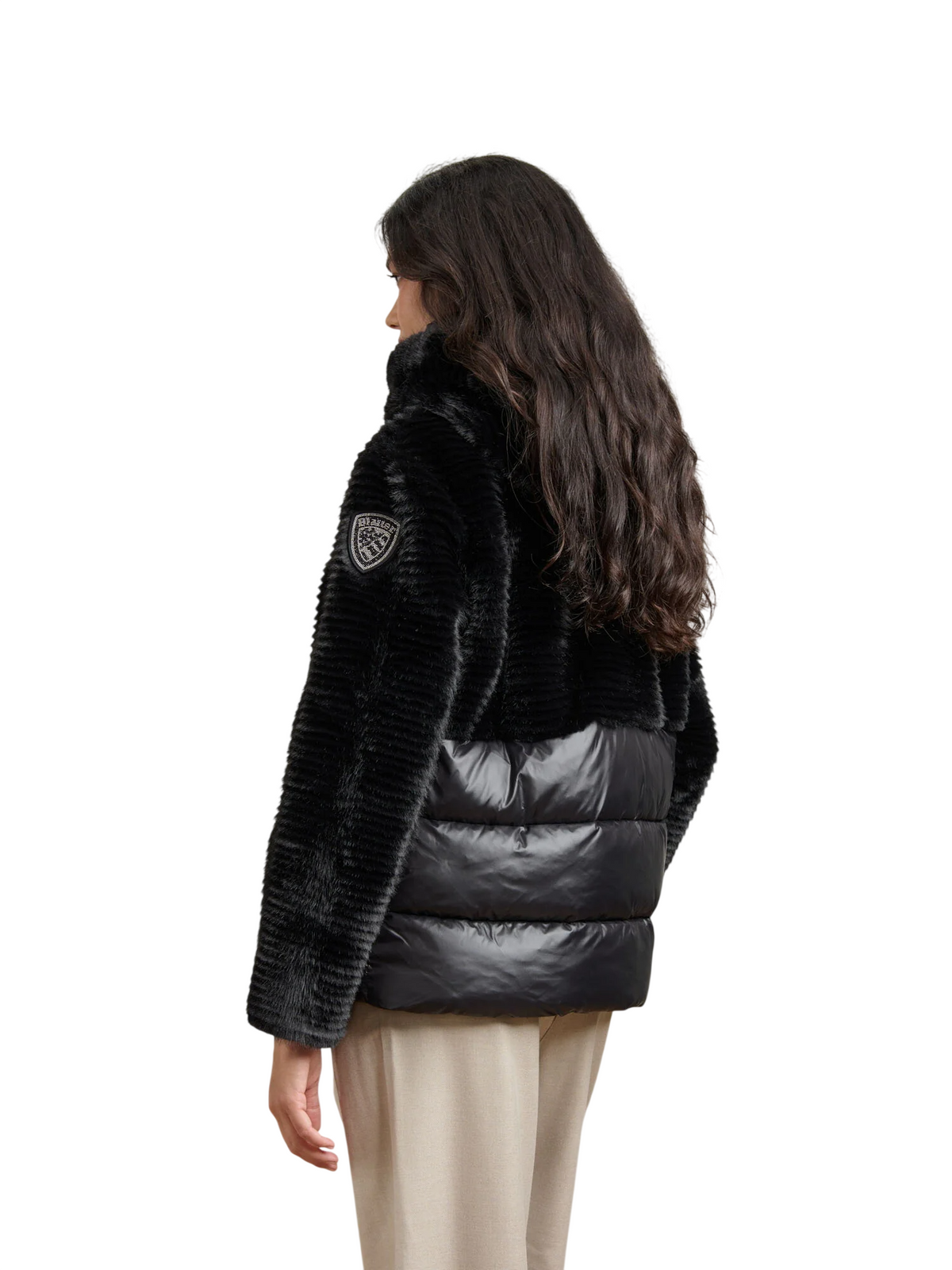 Blauer piumino donna Fanevil in nylon ed ecopelliccia con cappuccio nero 26WBLDC02304-007685 999 BLAUER