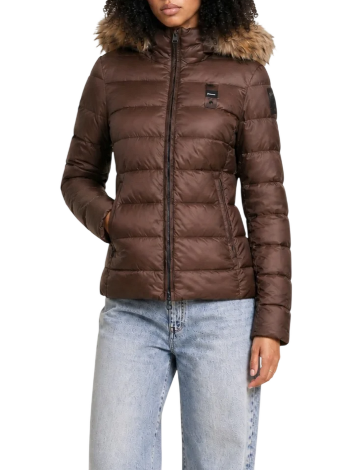 Blauer piumino donna trapuntato Arcadia con cappuccio marrone 26WBLDC03038-006047 30BEI BLAUER