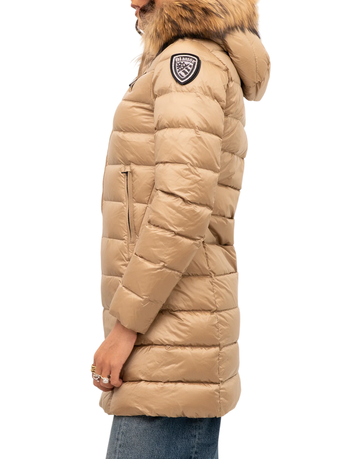 Blauer piumino lungo donna Kristin con cappuccio beige 26WBLDK03040-006047 336MI BLAUER