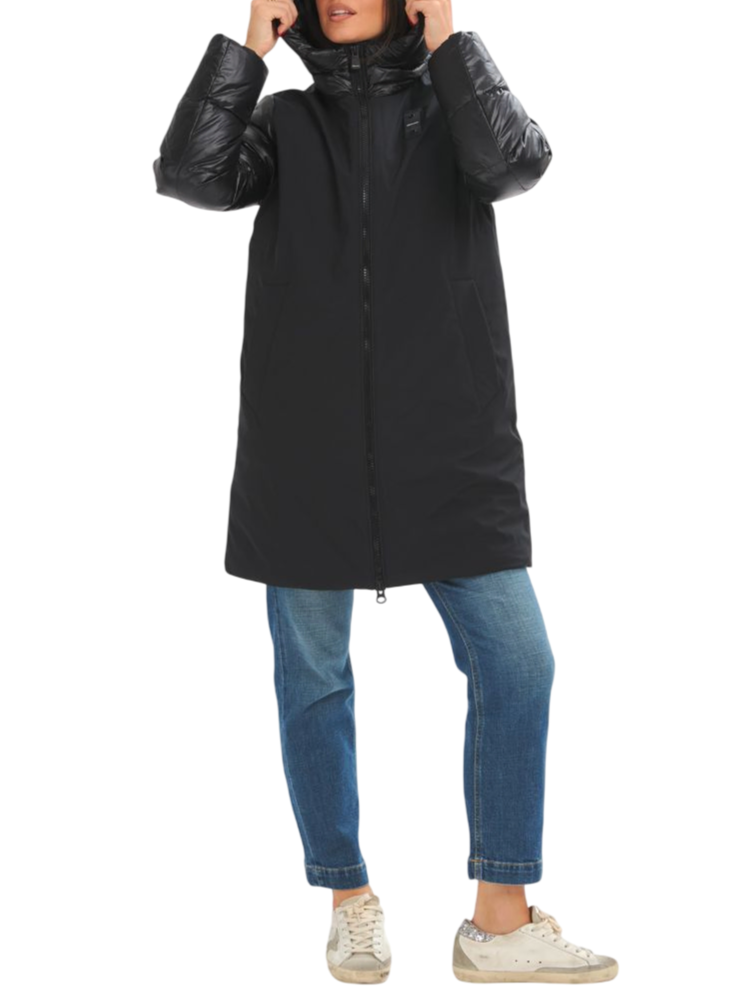 Blauer piumino lungo donna Sawyer con cappuccio nero 26WBLDK03413-005480 999 BLAUER