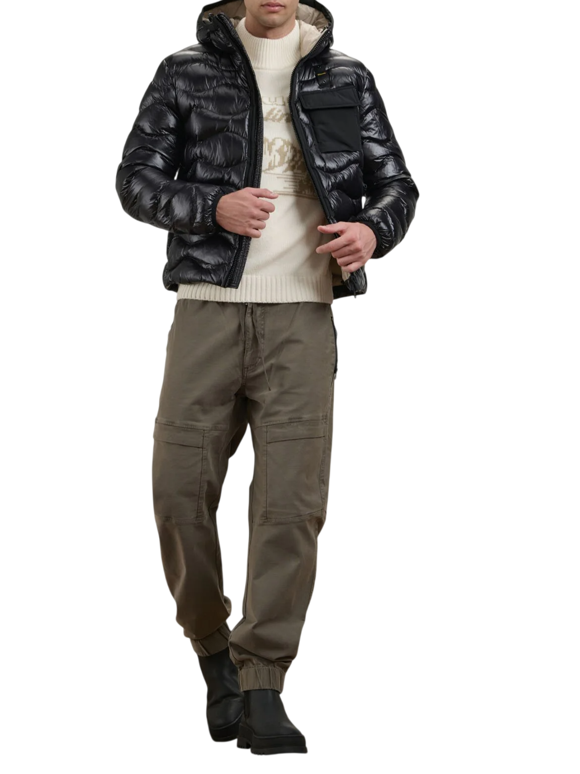 Blauer piumino uomo a onde Bryant con cappuccio nero 26WBLUC02053-005958 999EI BLAUER