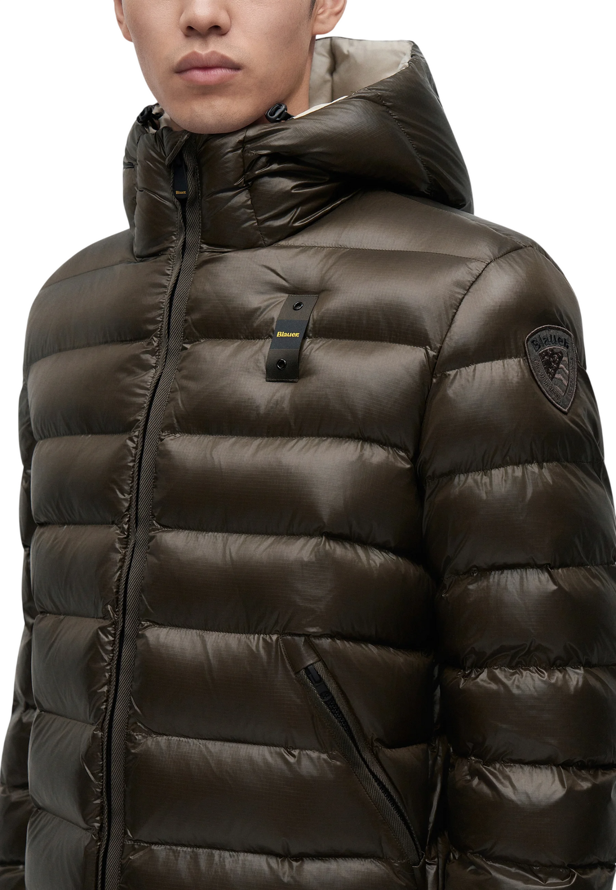 Blauer piumino uomo Adams con cappuccio marrone 26WBLUC02054-005958 382EB BLAUER