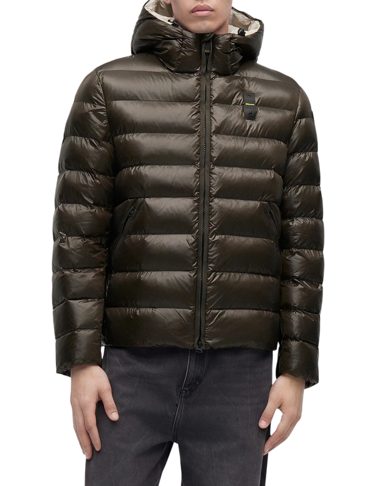 Blauer piumino uomo Adams con cappuccio marrone 26WBLUC02054-005958 382EB BLAUER