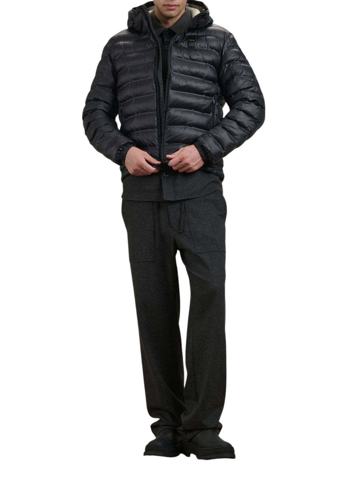 Blauer piumino uomo in nylon ìtrapuntato con cappuccio Charles nero 26WBLUC02218-007284 999EB BLAUER