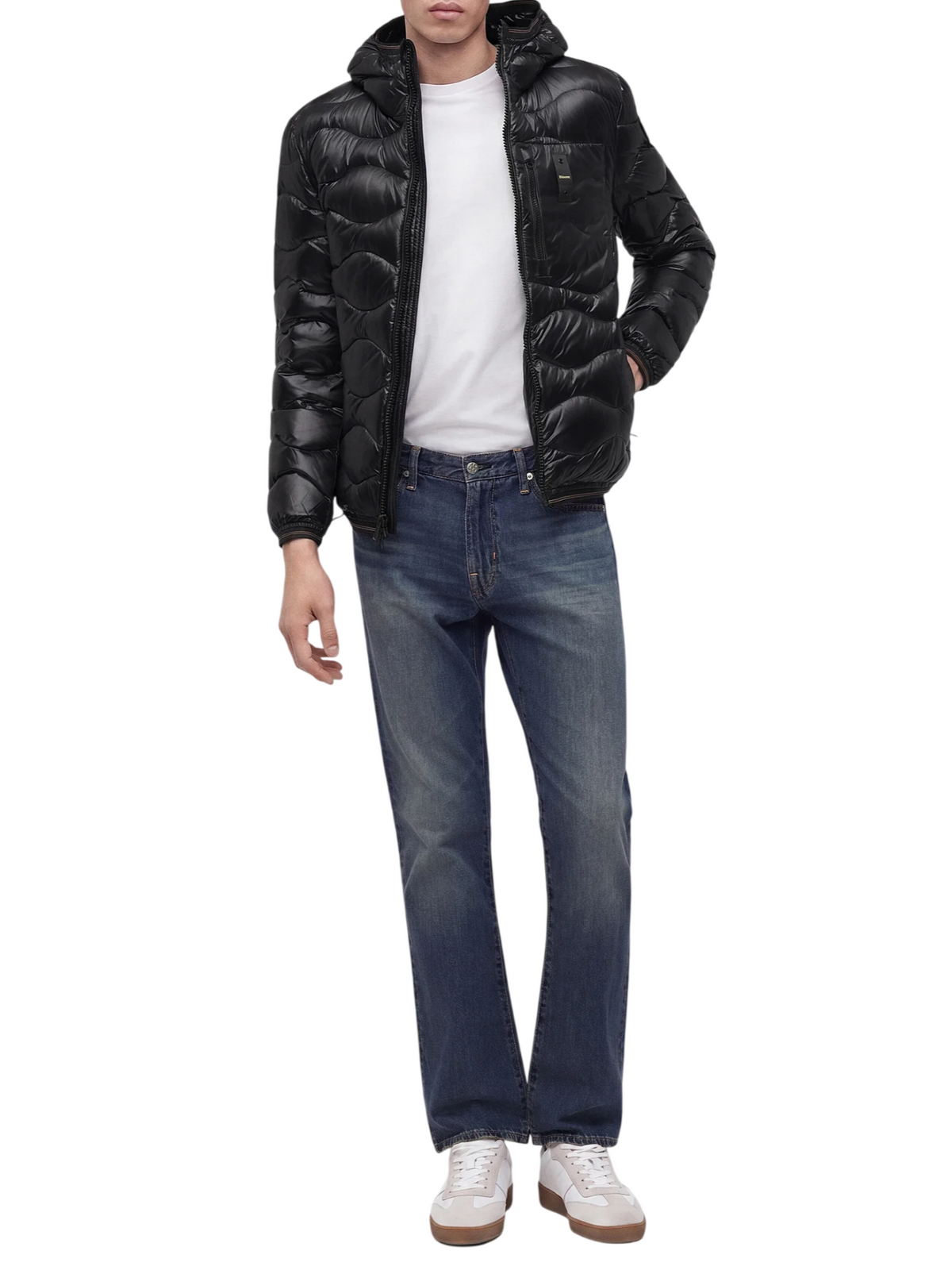 Blauer piumino uomo Wave con cappuccio nero 26WBLUC03064-006355 999 BLAUER
