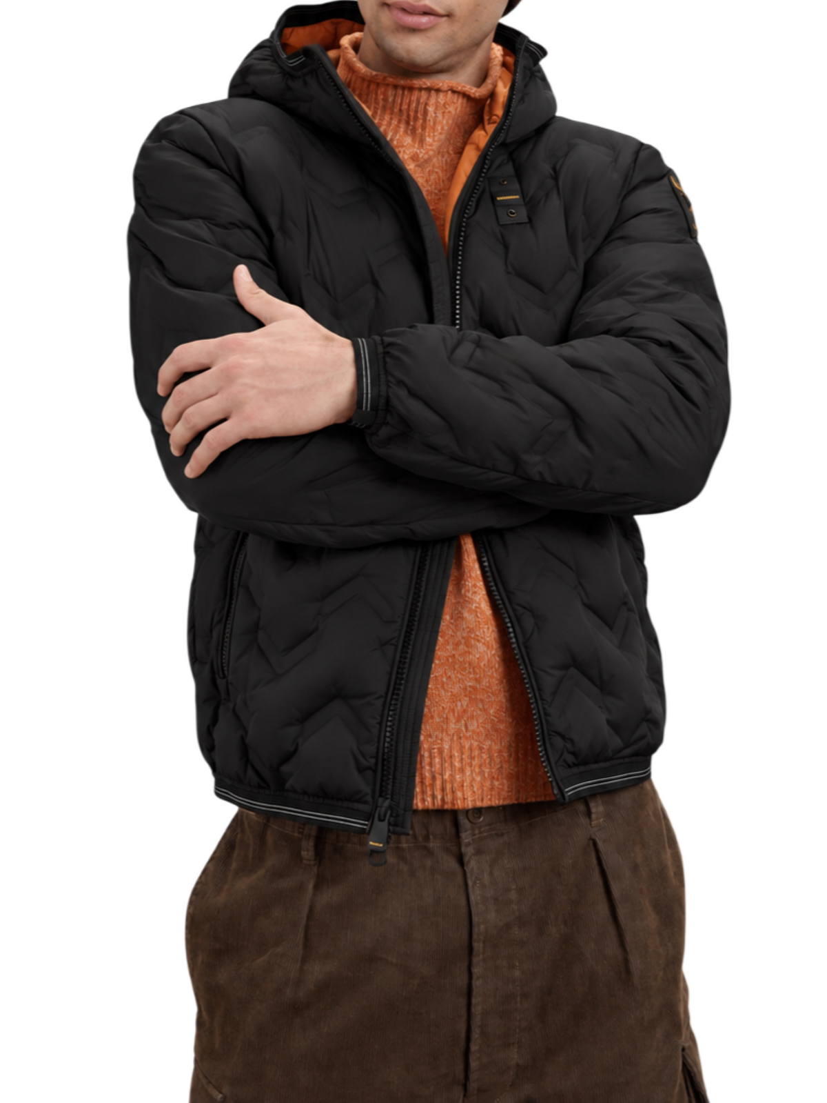 Blauer piumino uomo Piery con cappuccio nero ruggine 26WBLUC03233-007308 999WN BLAUER