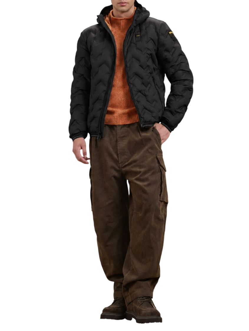 Blauer piumino uomo Piery con cappuccio nero ruggine 26WBLUC03233-007308 999WN BLAUER