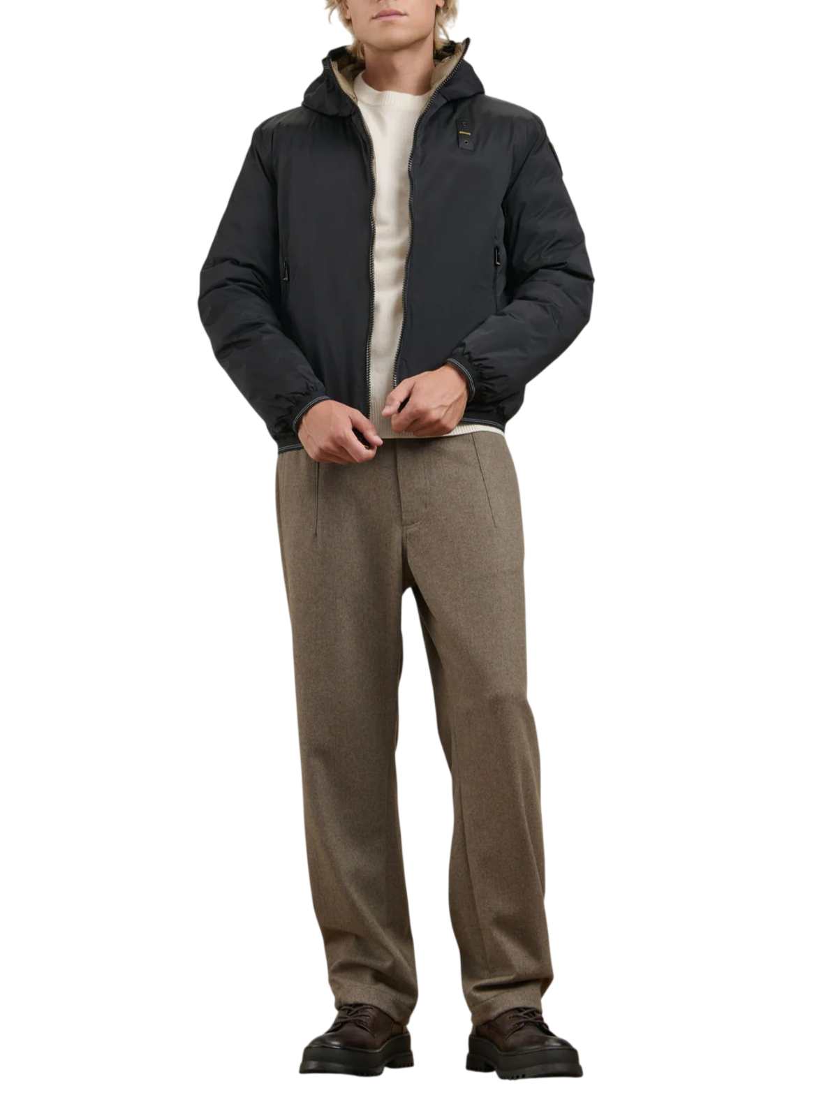 Blauer giubbino imbottito reversibile uomo Donald con cappuccio nero beige 26WBLUC06311-007110 999FA BLAUER