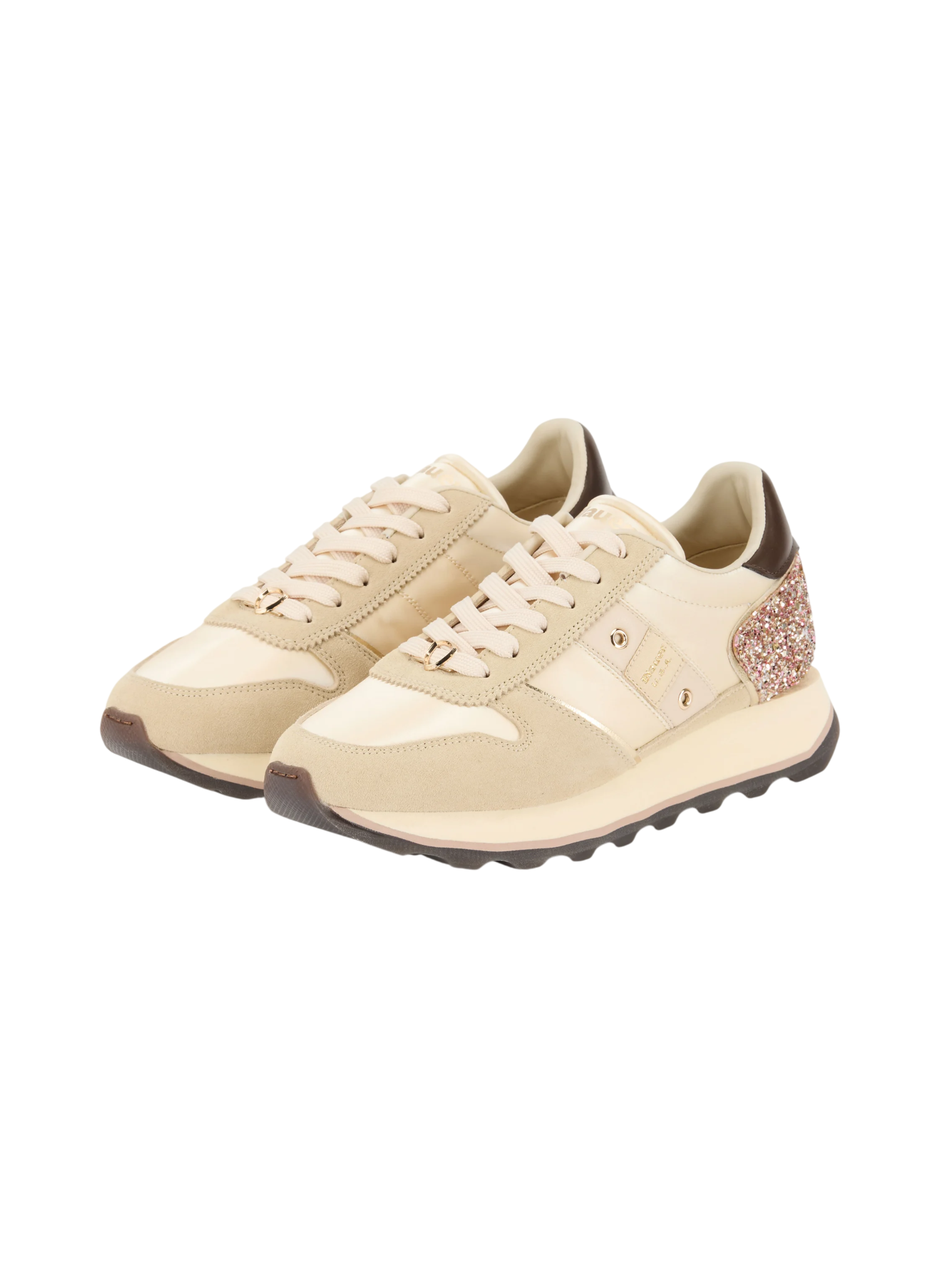 Blauer sneakers donna Mills con paillettes beige chiaro F6MILLS01GLI CREAM-PINK BLAUER