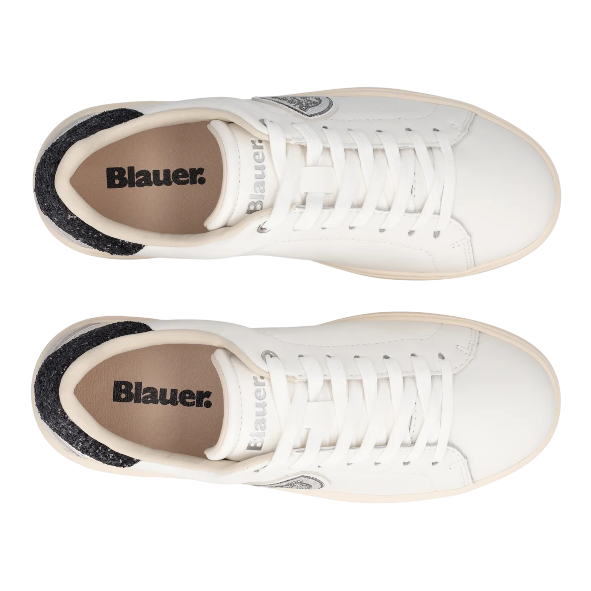 Blauer sneakers donna in pelle Victory con paillettes bianco F6VICTORY01GLI WHITE-BLACK BLAUER