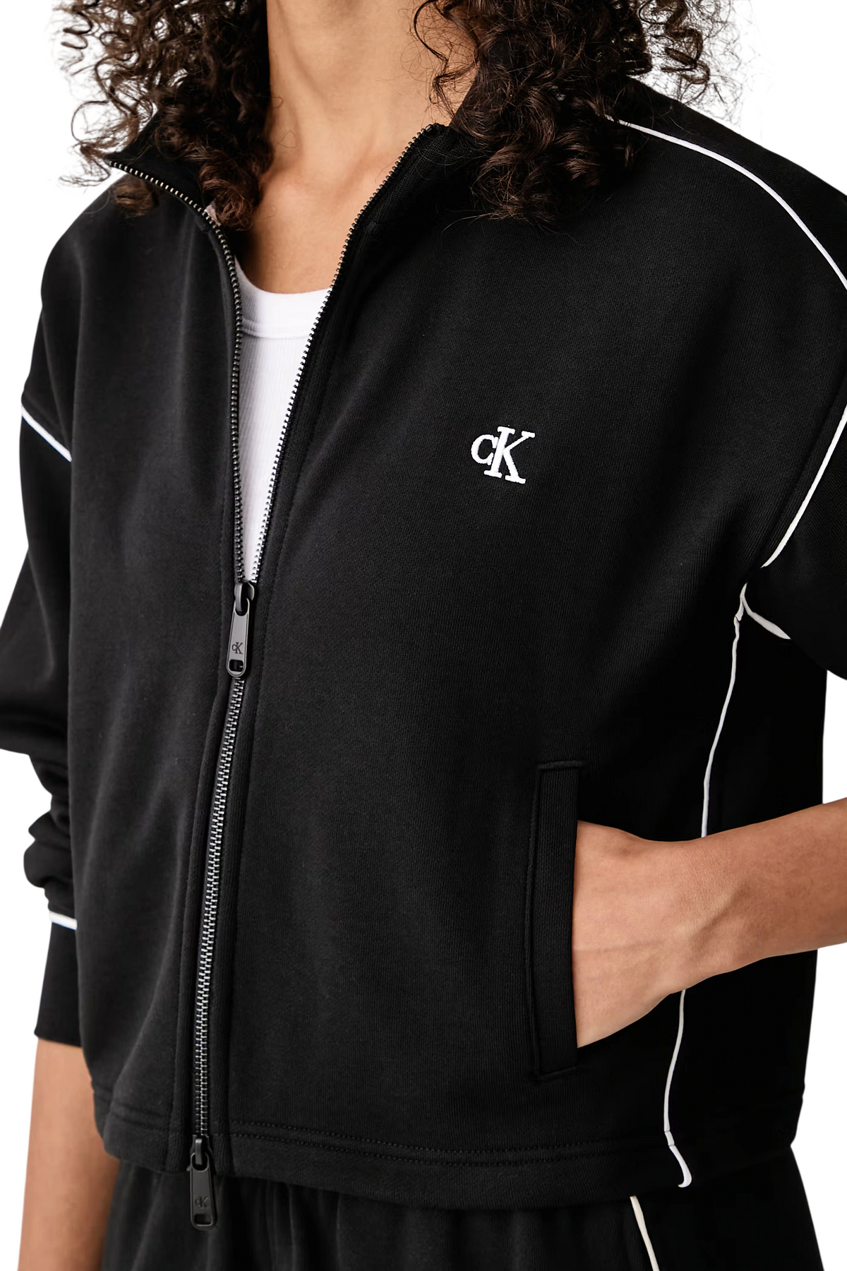 Calvin Klein Jeans felpa con zip donna con logo nero LV047H217G UB1 Calvin Klein Jeans