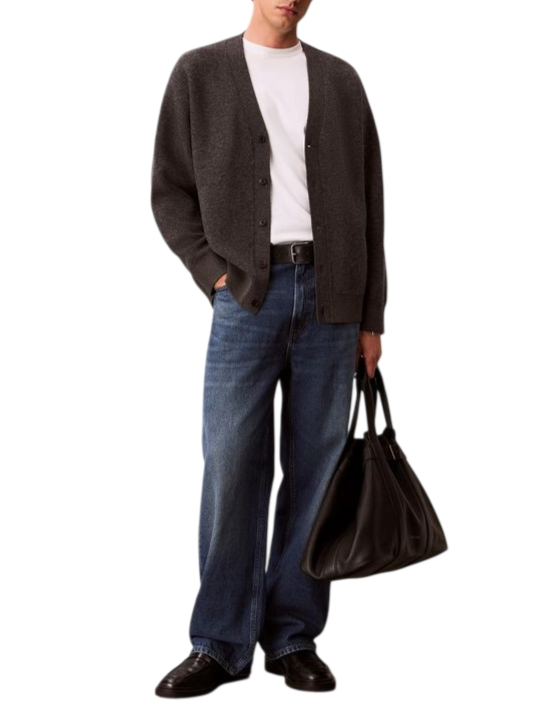 Calvin Klein cardigan uomo misto lana grigio melange LV04LH325G P7I Calvin Klein