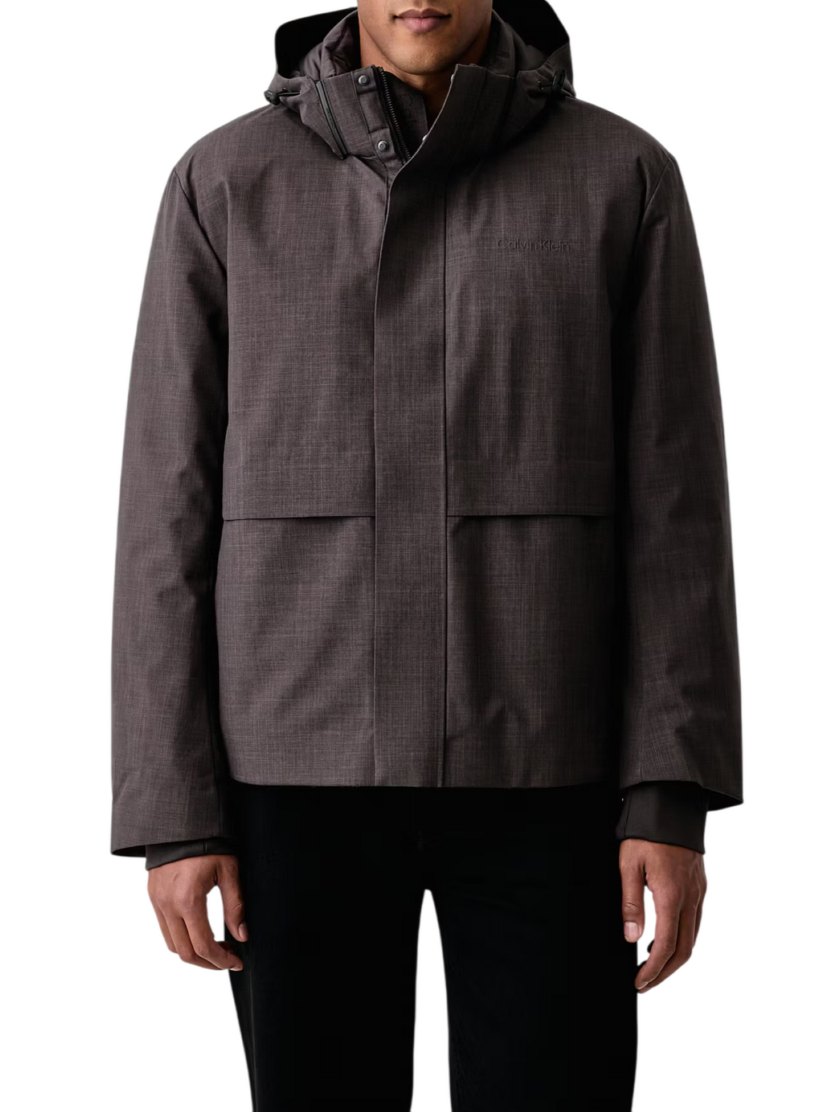 Calvin Klein piumino impermeabile uomo con cappucciogrigio melange LV04LH511G P7I Calvin Klein