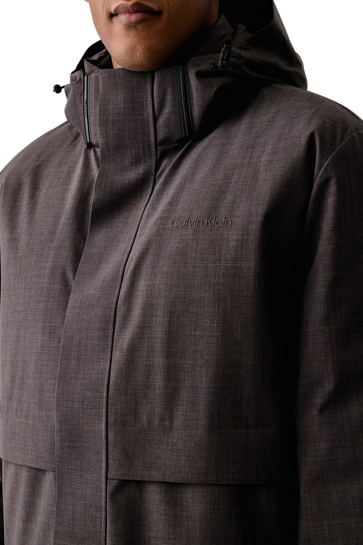 Calvin Klein piumino impermeabile uomo con cappucciogrigio melange LV04LH511G P7I Calvin Klein