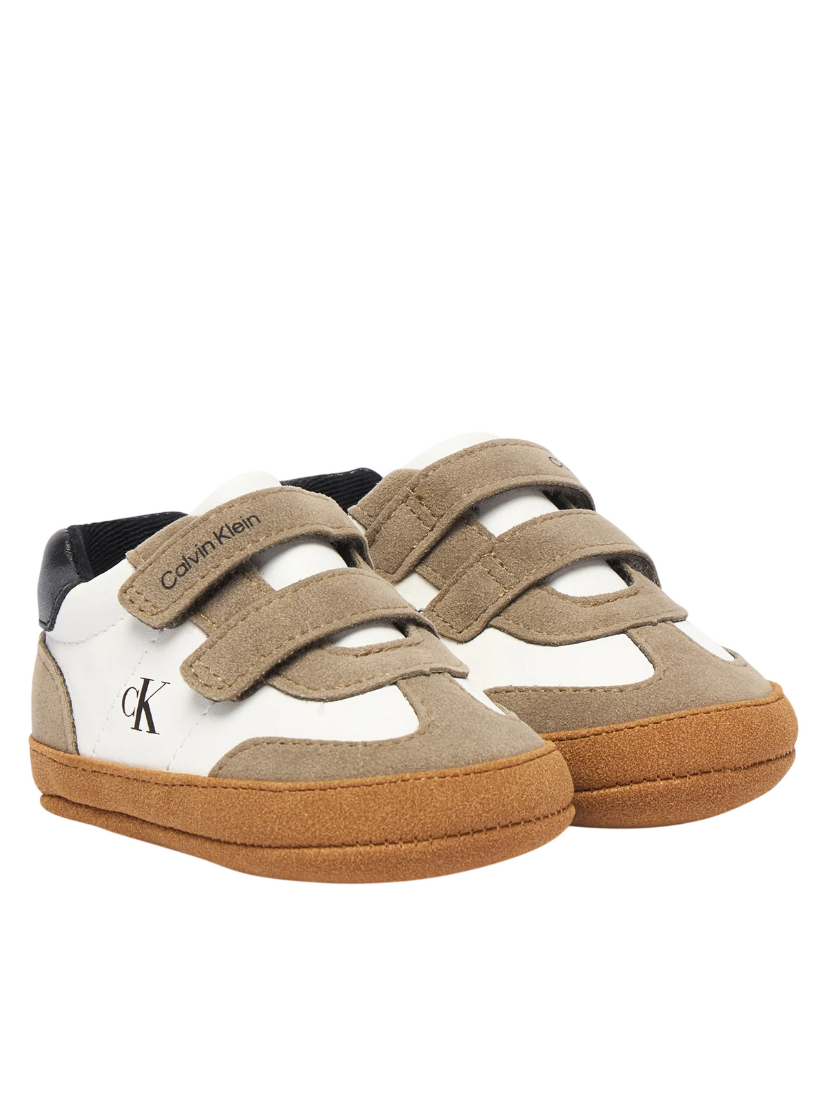 Calvin Klein scarpette da culla neonato in ecopelle e suede tortora panna V0B9-83438-1976 Y746 Calvin Klein Footwear